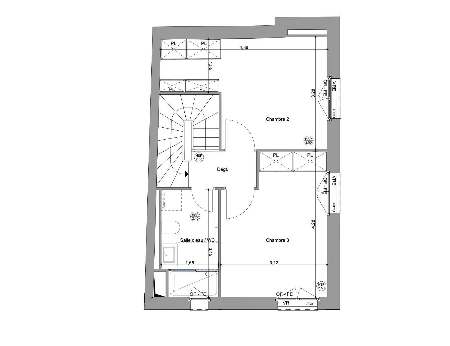 T4 en duplex avec grande terrasse.