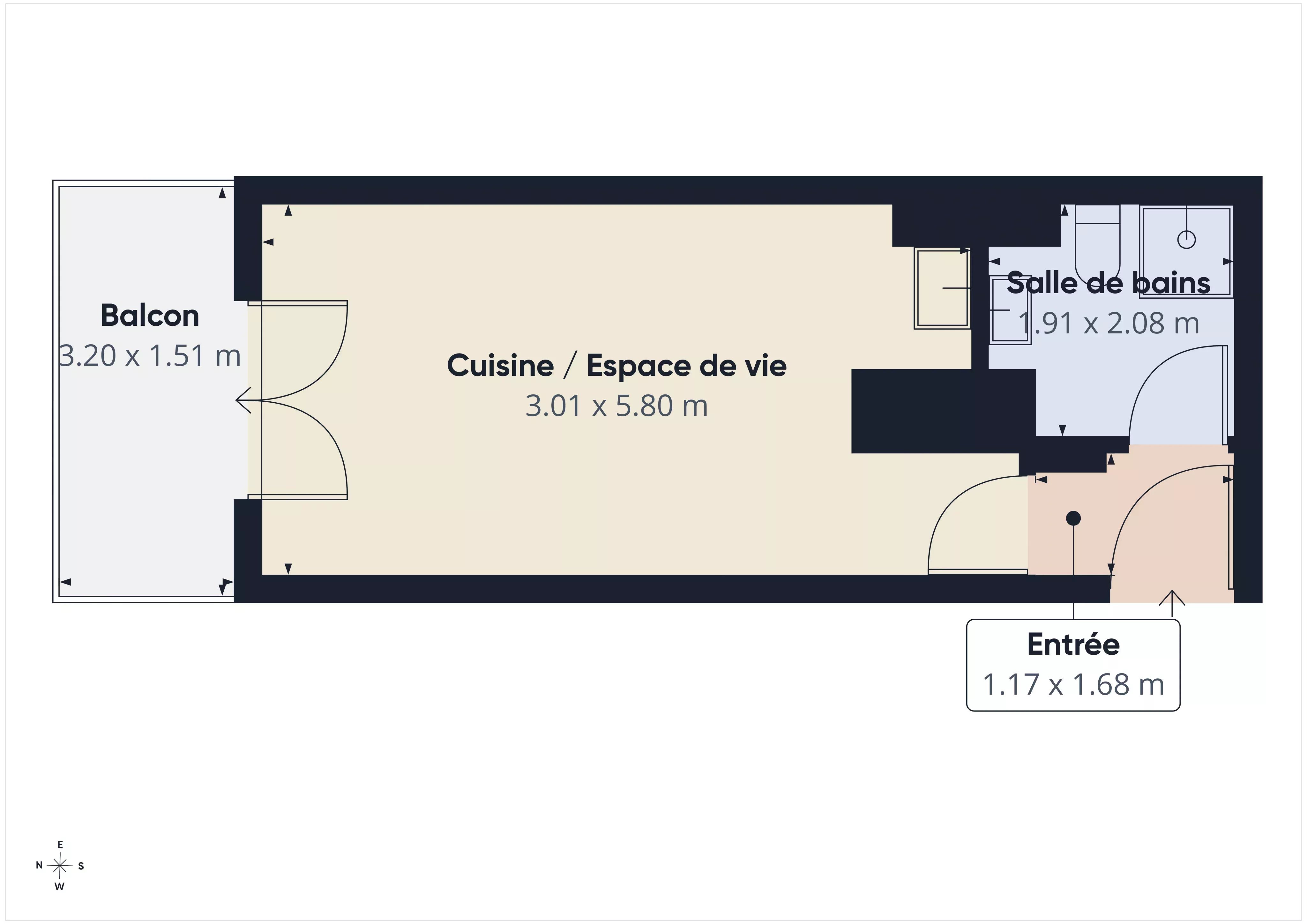 STUDIO MEUBLE - 20 BD ARMEE DES ALPES - DEBUT SAINT ROCH