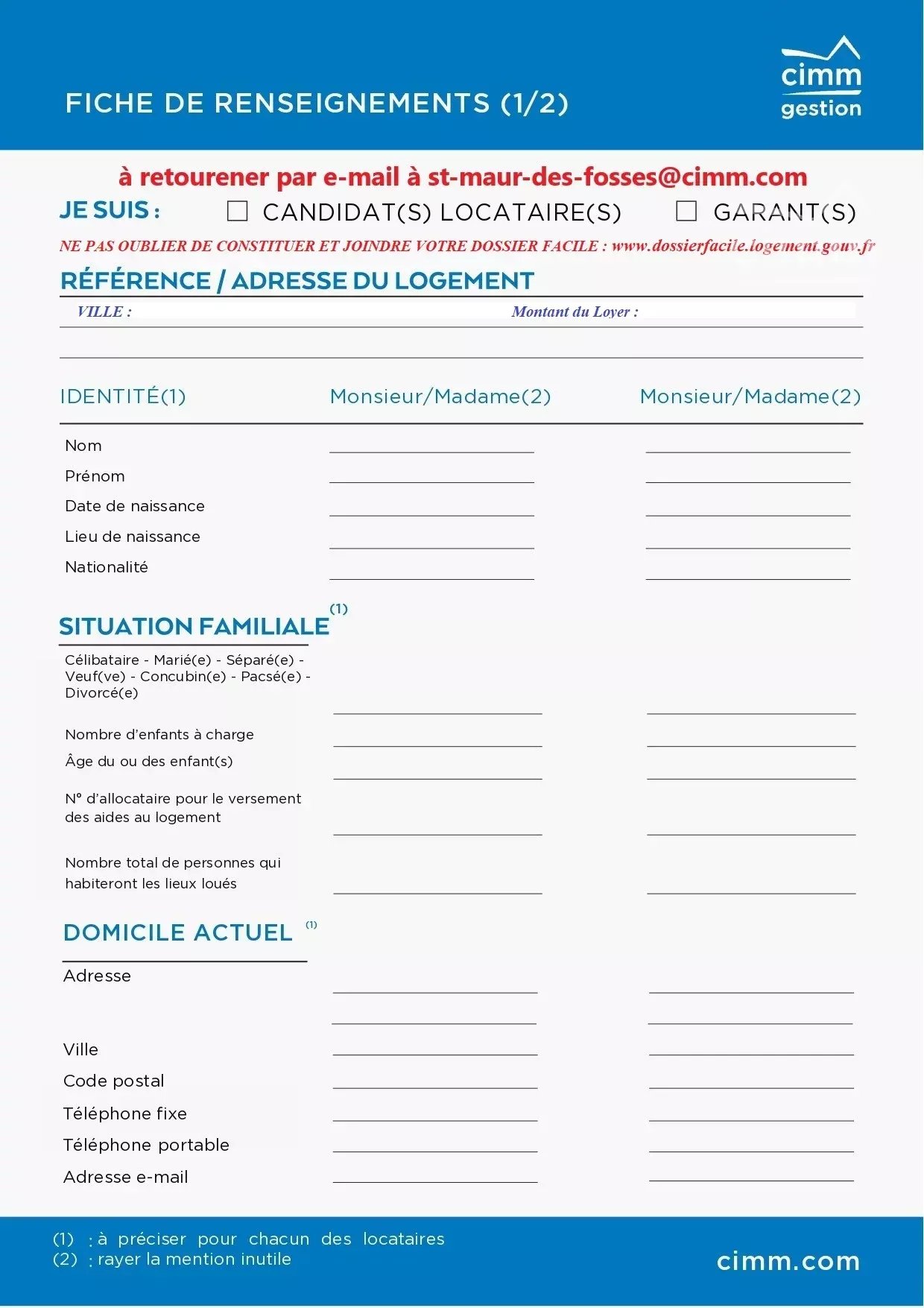 A LOUER, Courcouronnes, T3 récent R+1  - 56m² + balcon + parking double