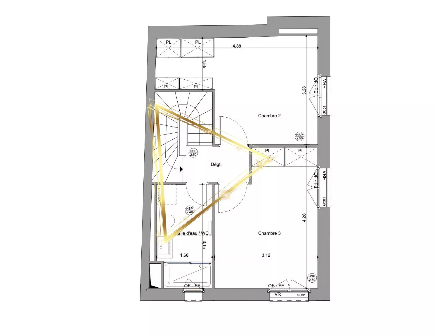 T4 duplex with large terrace.